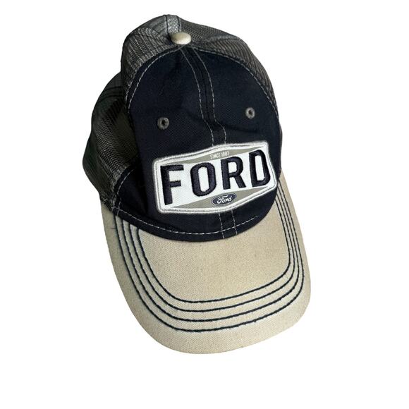 Ford H3 Headwear Mesh Trucker Cap Navy Cream Adjustable - Picture 1 of 4